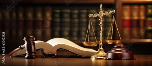 Obraz na płótnie law and justice is represented by a mallet gavel of the judge, scales of justice, and books. There is w salonie