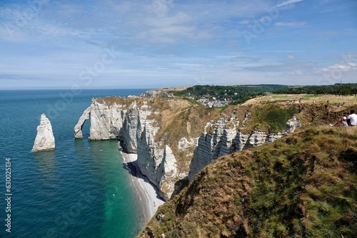 фотографія Spectacular natural cliffs Aval of Etretat and the beautiful famous coastline, N