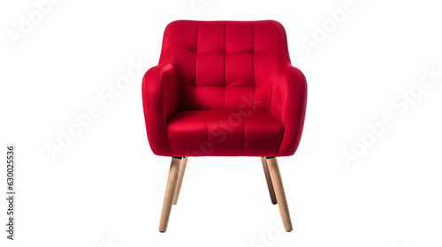 Bold & Beautiful: Red Chair in Front View - Standout Product Photography on Transparent Background - Generative AI