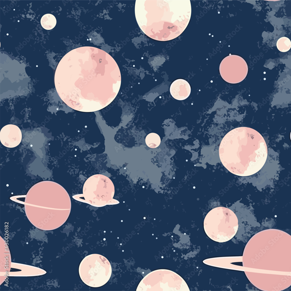 Naklejka premium Seamless Colorful Galaxy Pattern.Seamless pattern of Galaxy in colorful style. Add color to your digital project with our pattern!
