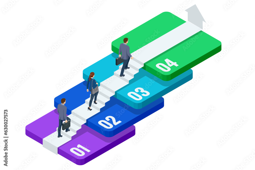 Isometric goal and target achievement concept. Hope to success in business, accomplishment or reaching business goal. Career growth, business success, profit