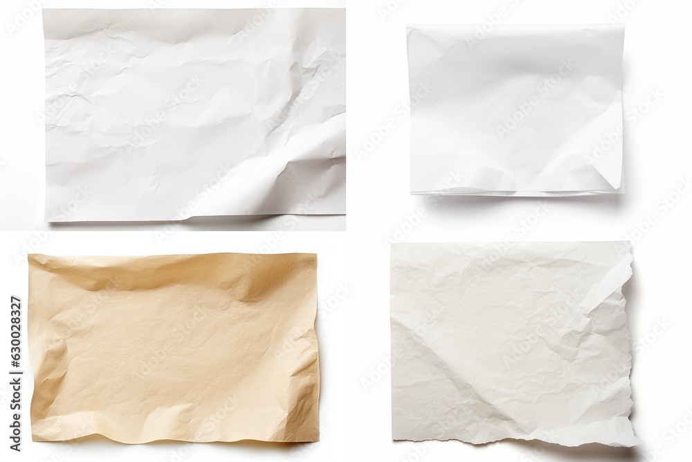 Obraz premium set of crumpled paper pieces isolated on white background.