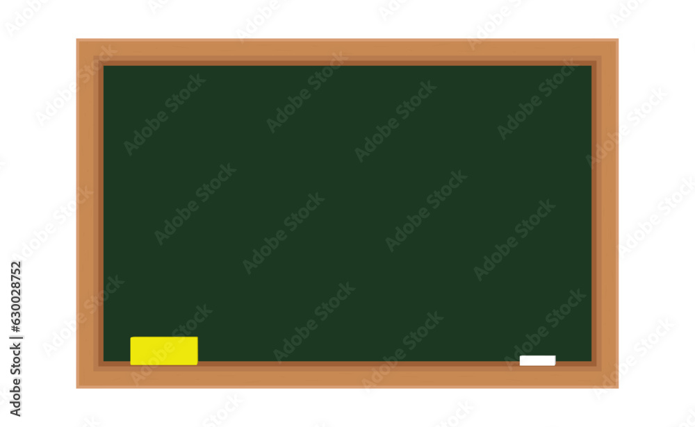 Green chalkboard with wooden frame. Chalkboard with chalk and sponge Vector illustration in a flat style. isolated on white background. Green chalkboard with wooden frame. Chalkboard with chalk and sponge Vector illustration in a flat style. isolated on white background.