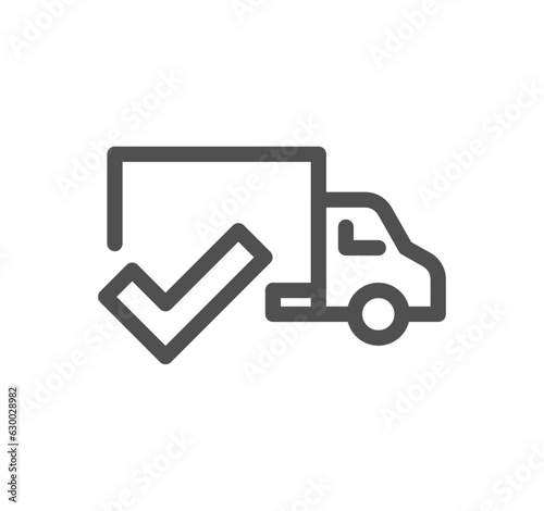 Truck delivery related icon outline and linear vector.