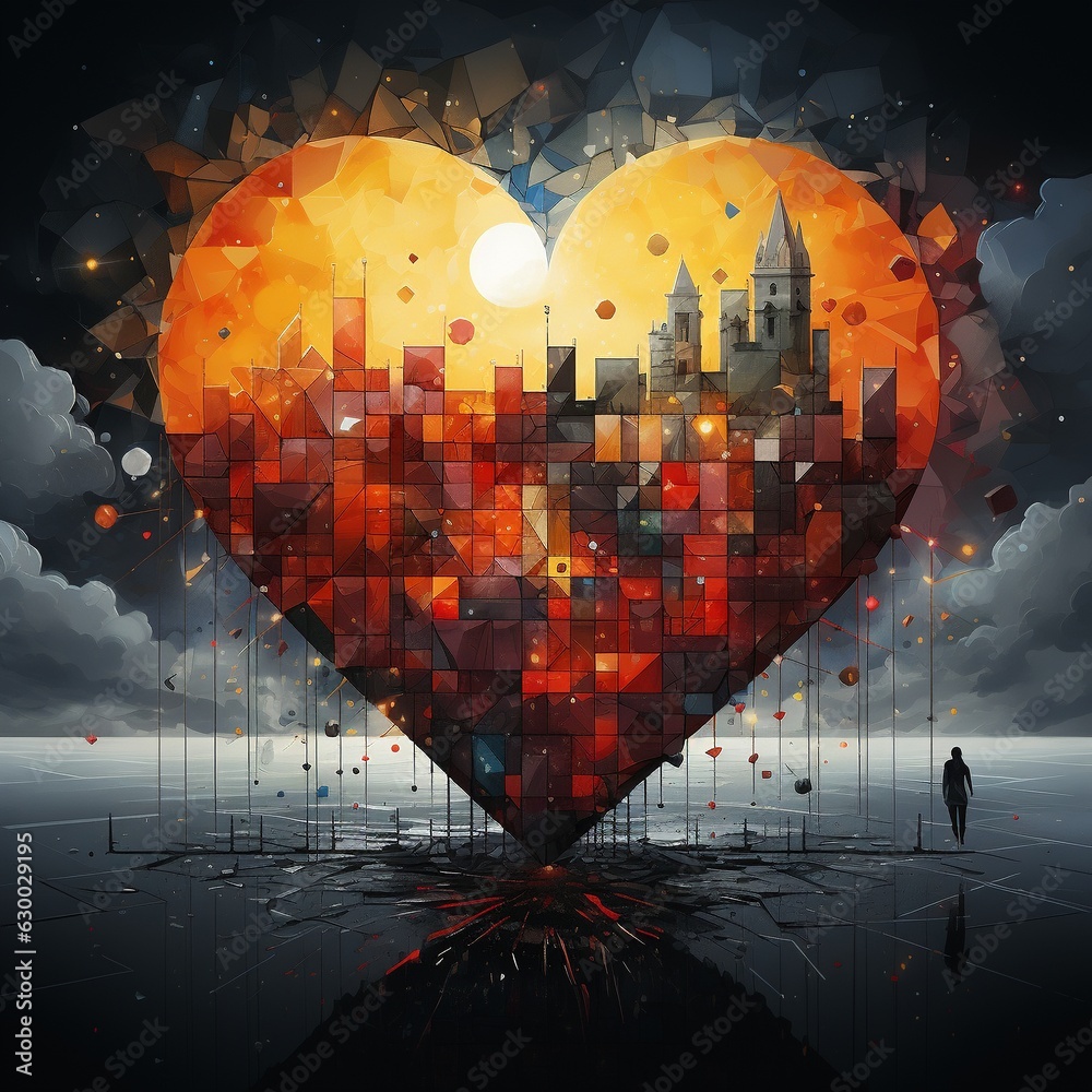 Naklejka premium AI Mesmerizing abstract illustrations with geometric shapes