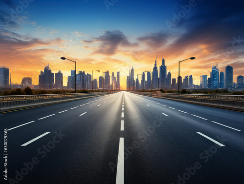 empty road with city background.