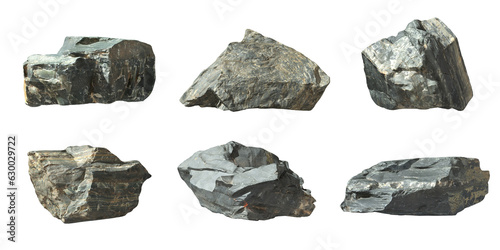 Isolated stones sharp various shapes cutout transparent backgrounds 3d illustrations png