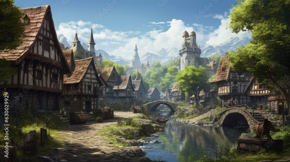 Fantasy RPG Village Game Artwork