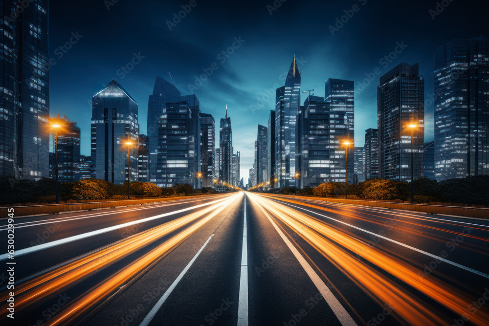 empty road with city background.