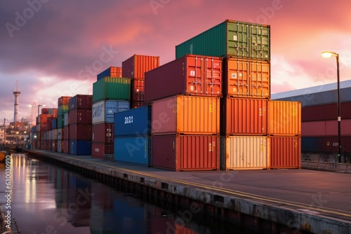 Harmonious chaos of containers, a bustling maritime trade terminal