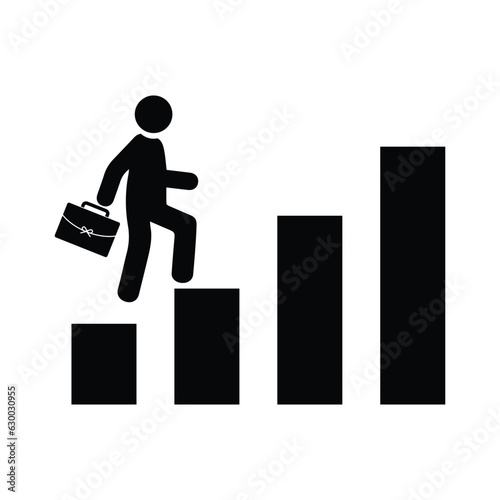 Businessman walking up on graph, Business concept growth and the path to success and earning, Icon design vector illustration