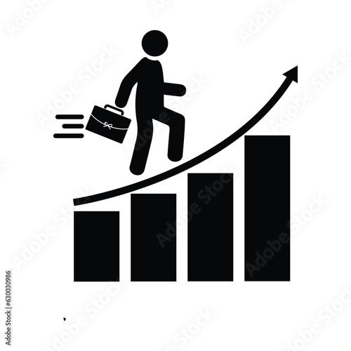 Businessman walking up on graph, Business concept growth and the path to success and earning, Icon design vector illustration