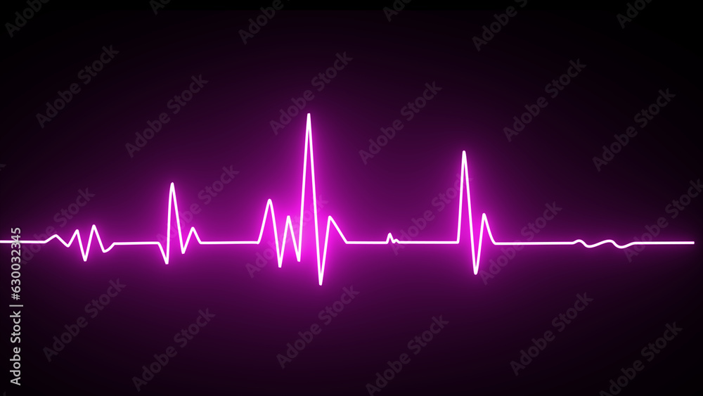purple glowing neon heartbeat, pulse line. Pulse medical concept background purple glowing neon heartbeat, pulse line. Pulse medical concept background