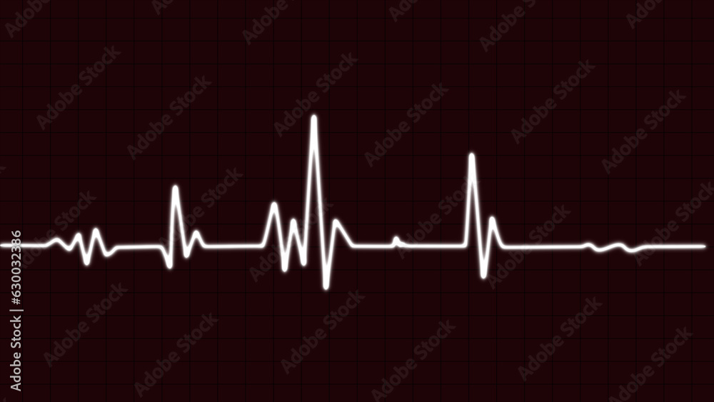 Neon heartbeat on black isolated background. Background heartbeat line neon light heart rate display screen medical research.