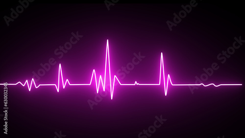 purple glowing neon heartbeat, pulse line. Pulse medical concept background