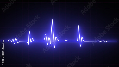 pulse line. ECG heartbeat monitor, cardiogram heart pulse line wave. Heart pulse with one line. Cardiogram horizontal seamless pattern.