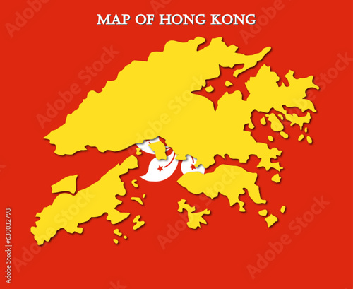 Map of hong kong with flag background vector design