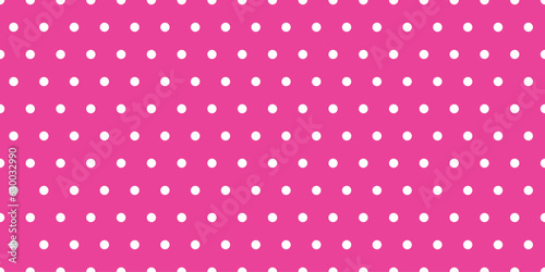 Billede på lærred Pink barbie background with seamless polka dot pattern