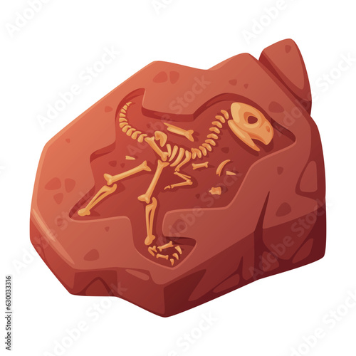 Fossil Obtained by Digging Rested in Soil or Ground Vector Illustration