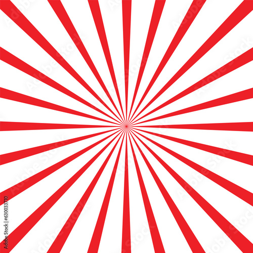 Red and white sunburst rays background