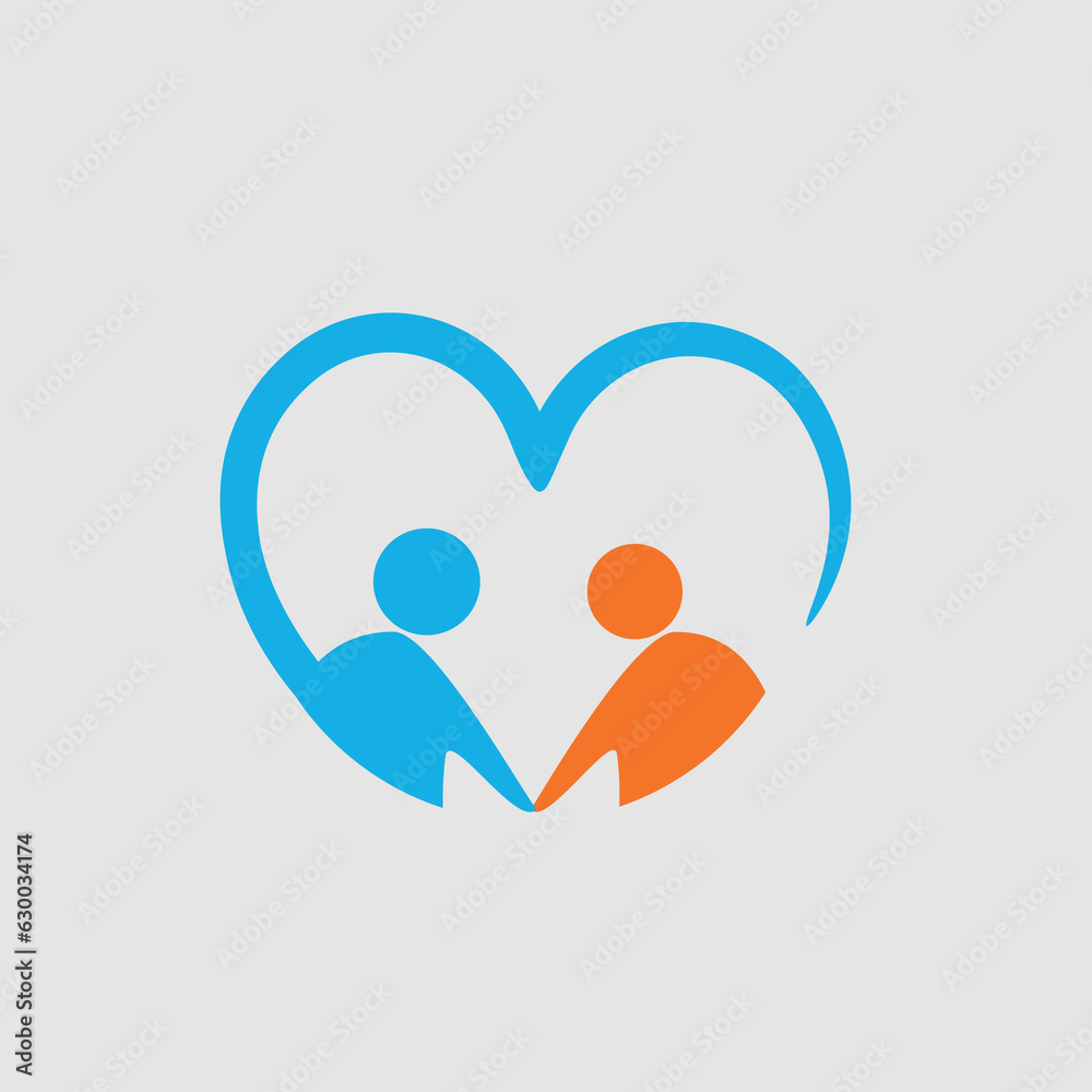Couple love heart figures logo
Couple love heart figures logo