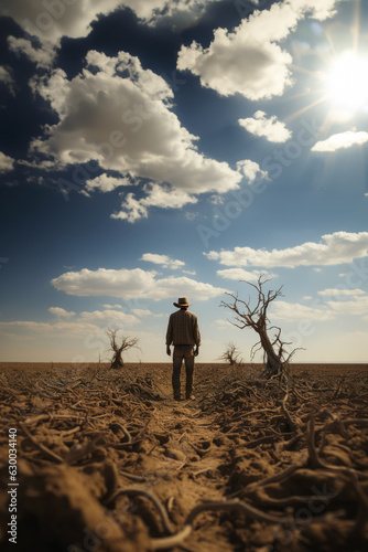 A farmer in the middle of his crop lost due to drought caused by climate change