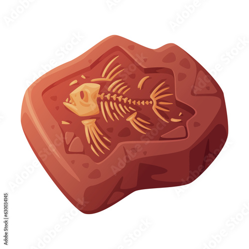Fossil Obtained by Digging Rested in Soil or Ground Vector Illustration