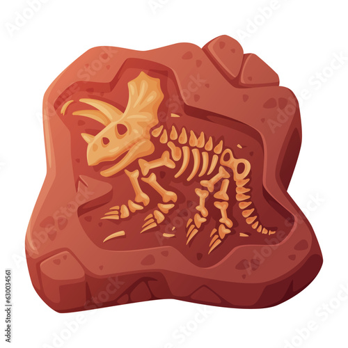 Fossil Obtained by Digging Rested in Soil or Ground Vector Illustration