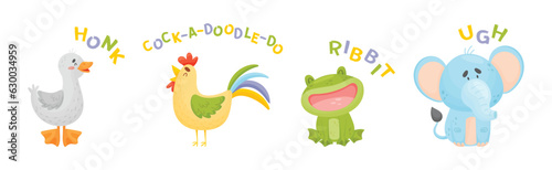 Funny Animals Talking Making Noise and Sound Vector Set