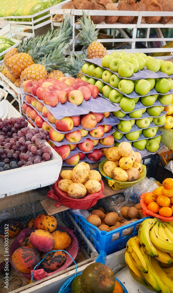 Various fruits at a local food market, Ecuador.