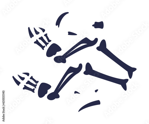 Black Bones Fossils Silhouette Obtained by Digging Vector Illustration