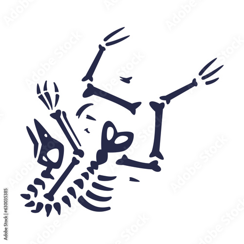 Black Bones Fossils Silhouette Obtained by Digging Vector Illustration
