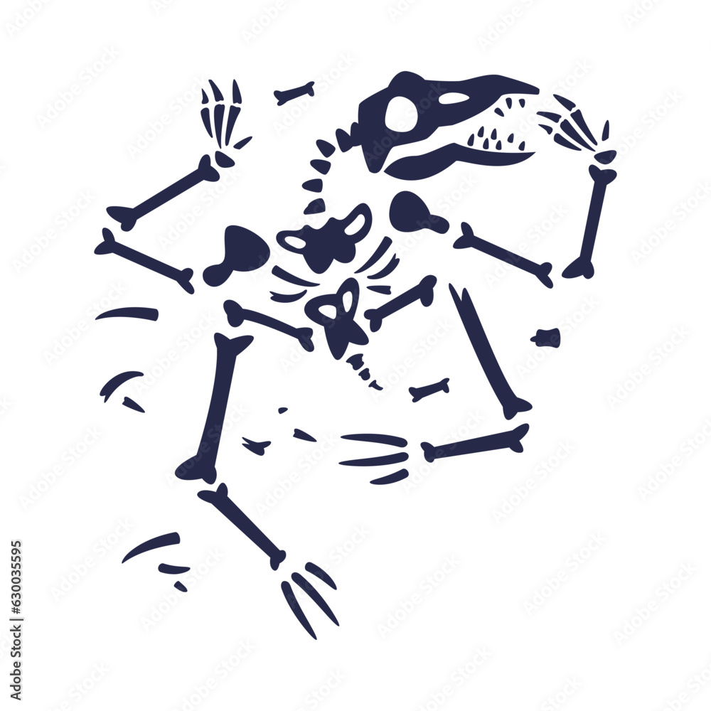 Black Bones Fossils Silhouette Obtained by Digging Vector Illustration Black Bones Fossils Silhouette Obtained by Digging Vector Illustration