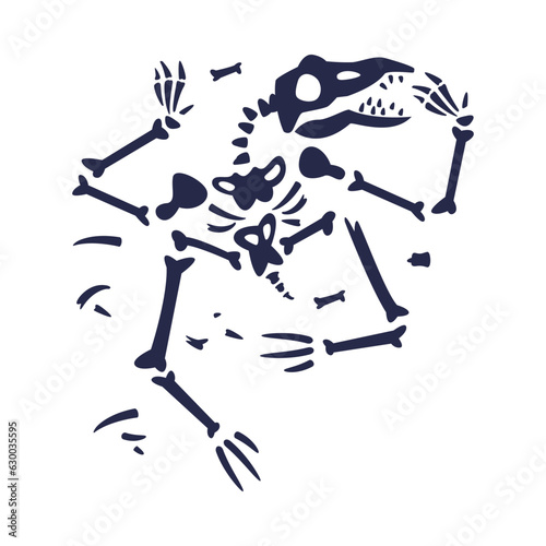 Black Bones Fossils Silhouette Obtained by Digging Vector Illustration