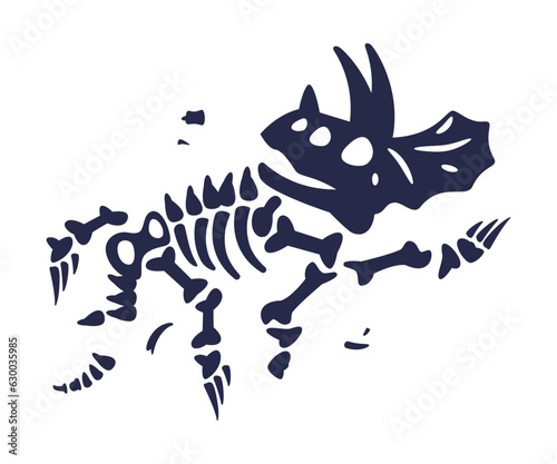 Black Bones Fossils Silhouette Obtained by Digging Vector Illustration
