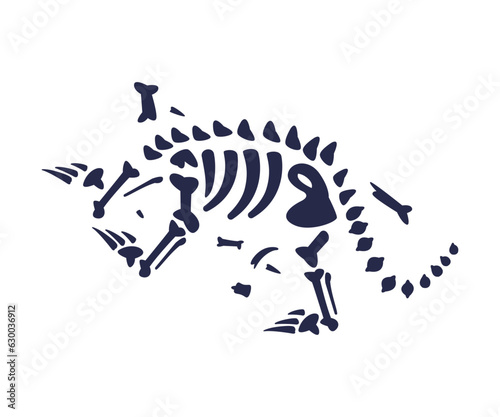 Black Bones Fossils Silhouette Obtained by Digging Vector Illustration