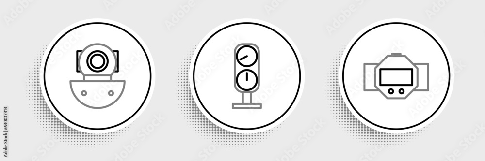 Set line Diving watch, Aqualung and Gauge scale icon. Vector Set line Diving watch, Aqualung and Gauge scale icon. Vector