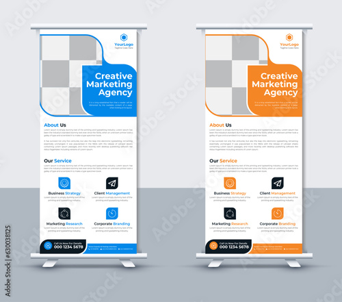Simple creative roll up banner design, Business roll up banner template Vector Illustrator