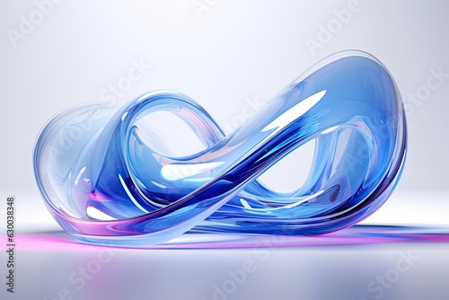 Organic translucent shape infinity wave vivid reflective colours isolated on white background, . Generative AI.