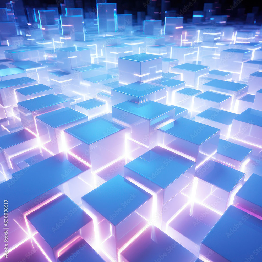 Abstract square background, neon white cubes. Background for the site. AI generative. Abstract square background, neon white cubes. Background for the site. AI generative.