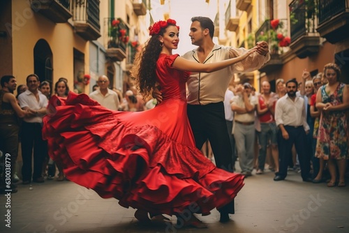 Couple Dancing Traditional Spanish Flamenco Dance Generative AI