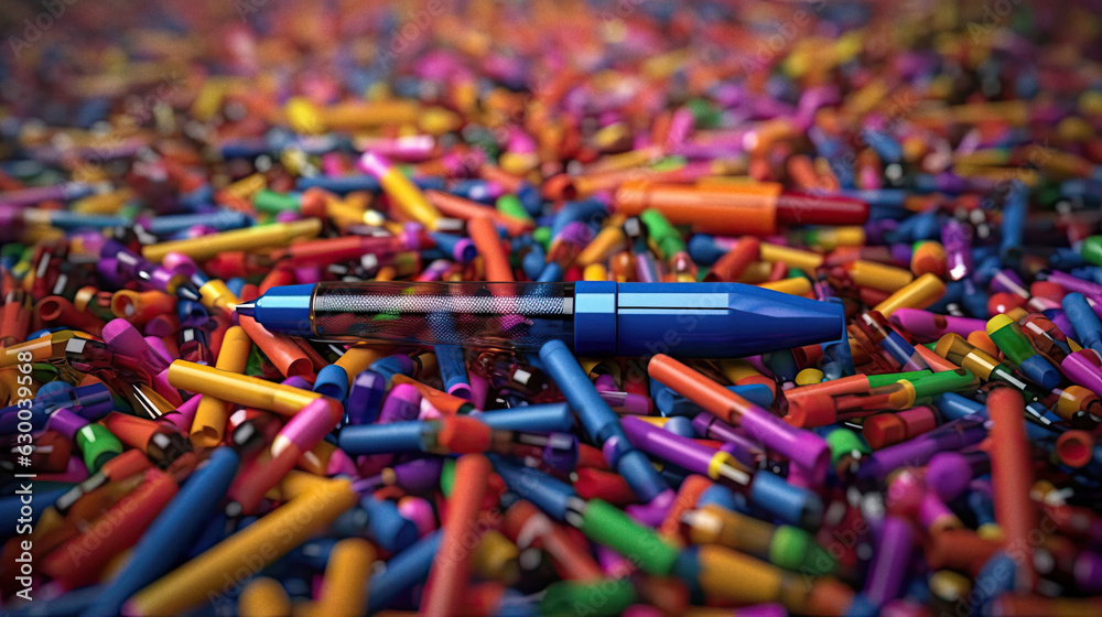 Obraz premium Ccolorful plastic pens, ai generated