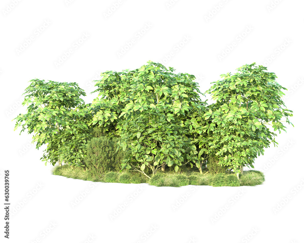 Fototapeta premium Green landscape isolated on transparent background. 3d rendering - illustration