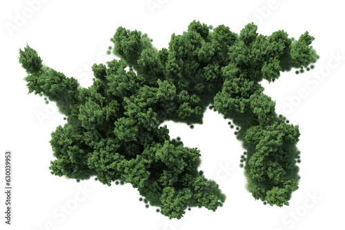 Green landscape isolated on transparent background. 3d rendering - illustration