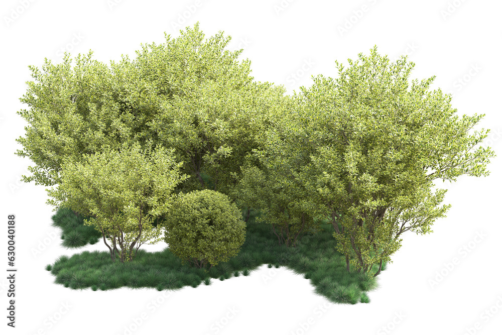 Fototapeta premium Green landscape isolated on transparent background. 3d rendering - illustration