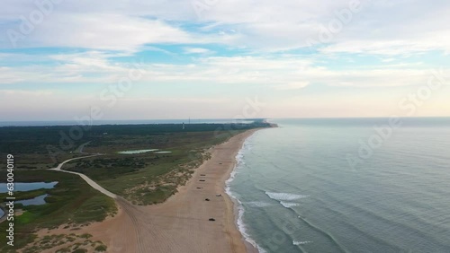 Aerial View of Cape Hatteras National Seashore Seen From Cape Point Toward Buxton North Carolina