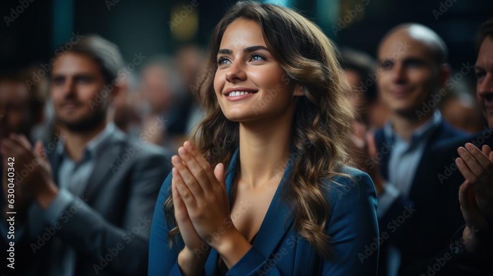 Obraz premium Triumphant Applause: A Celebration of Unity. Generative AI
