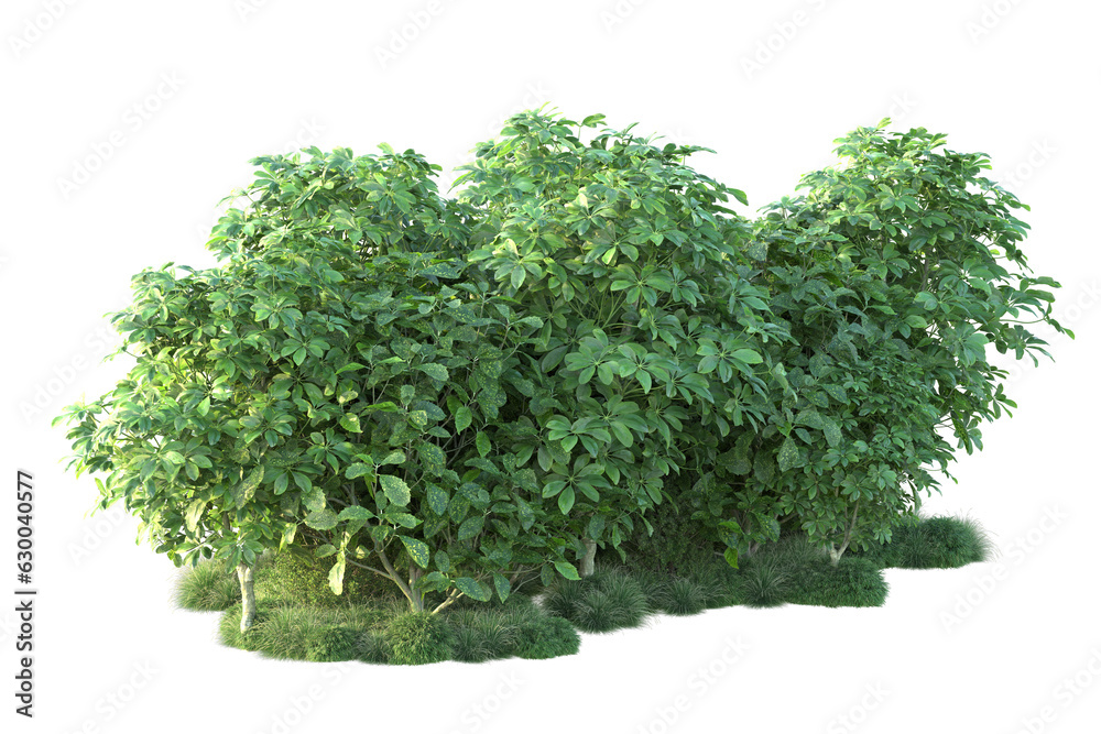 Green landscape isolated on transparent background. 3d rendering - illustration
