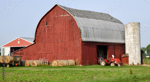 Vintage weathered and worn old farm barn and storage 