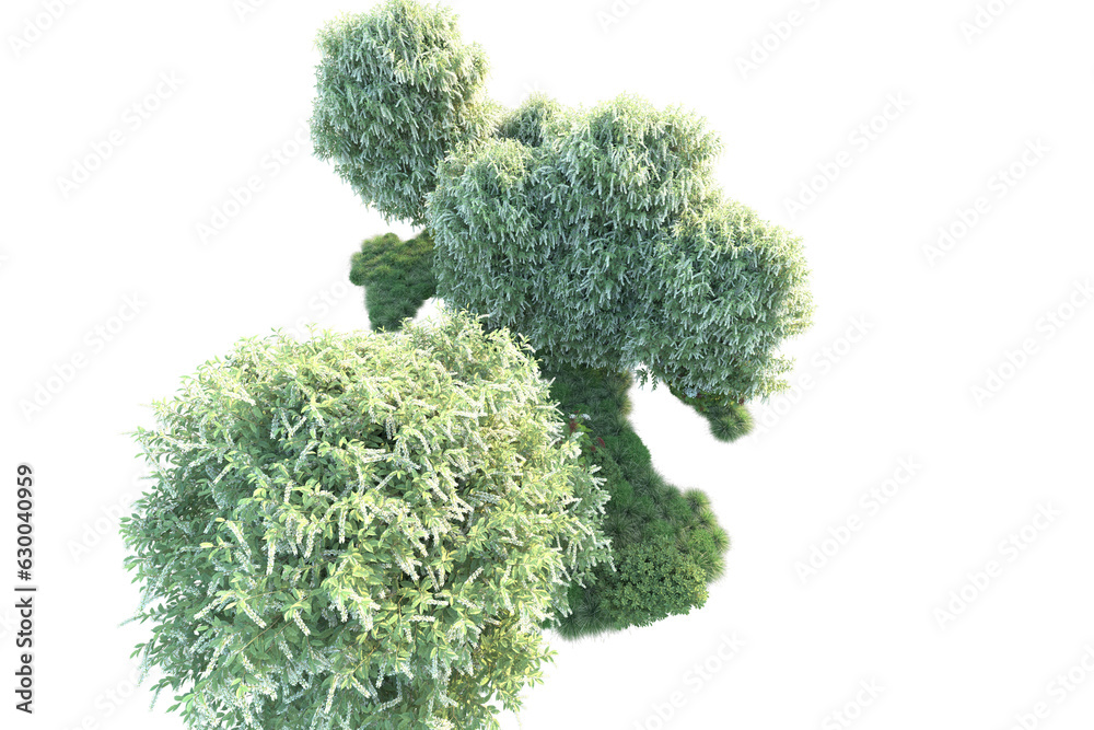 Fototapeta premium Green landscape isolated on transparent background. 3d rendering - illustration